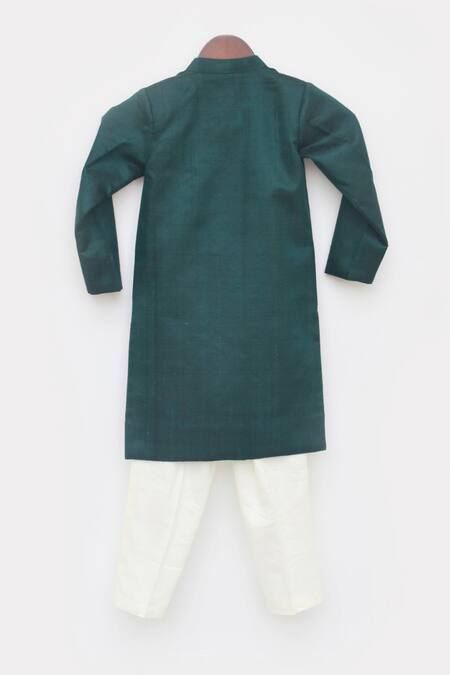 Shop Fayon Kids Green Silk, , Satin Achkan Set Online at Aza Fashions Shop_Fayon Kids_Green Silk, , Satin Achkan Set _Online_at_Aza_Fashions