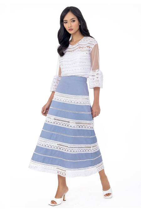 Gaya_White Tulle Greta Lace Top_Online_at_Aza_Fashions