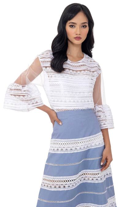 Shop_Gaya_White Tulle Greta Lace Top_Online_at_Aza_Fashions