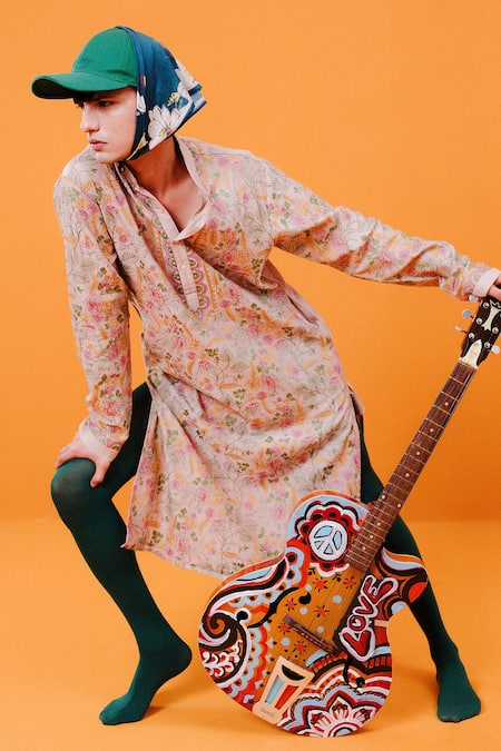 Shop Wabi Sabi By Anshum-Ritesh Off White Chanderi Embroidery Floral Fantasy Kurta Set Online at Aza Fashions Shop_Wabi Sabi By Anshum-Ritesh_Off White Chanderi Embroidery Floral Fantasy Kurta Set _Online_at_Aza_Fashions