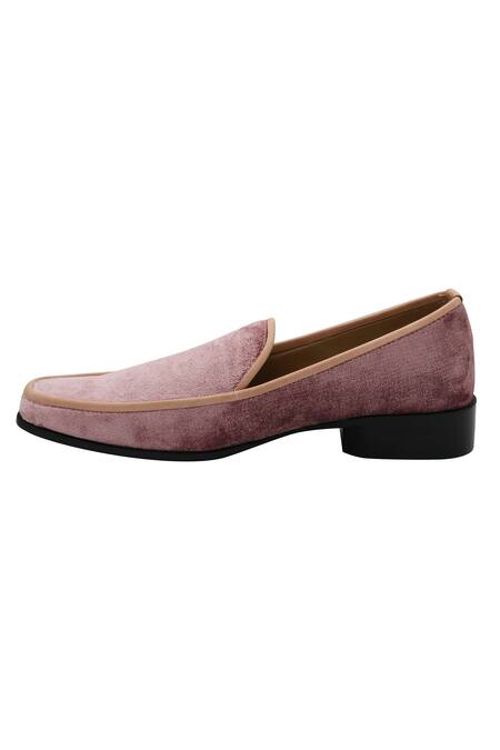 Buy_Veruschka By Payal Kothari_Pink Plain Velvet Loafers_Online_at_Aza_Fashions