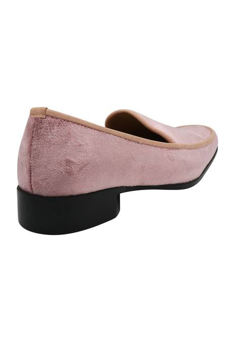 Shop_Veruschka By Payal Kothari_Pink Plain Velvet Loafers_Online_at_Aza_Fashions