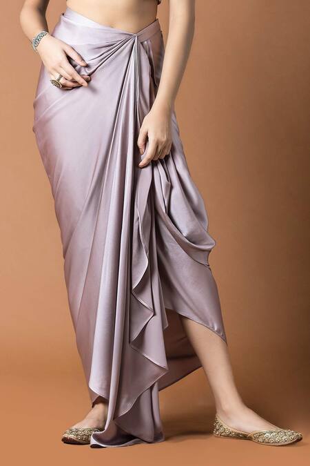 Buy Mehak Murpana Purple Milano Satin V Neck Embroidered Top And Draped Skirt Set Online at Aza Fashions Buy_Mehak Murpana_Purple Milano Satin V Neck Embroidered Top And Draped Skirt Set _Online_at_Aza_Fashions