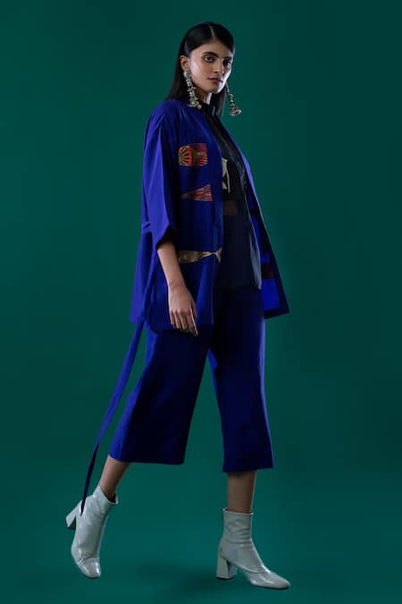 Febo6_Purple 100% Silk Culottes_Online_at_Aza_Fashions