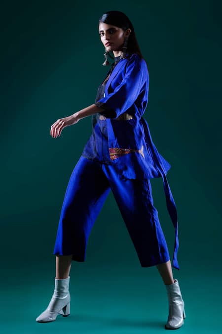 Buy_Febo6_Purple 100% Silk Culottes_Online_at_Aza_Fashions