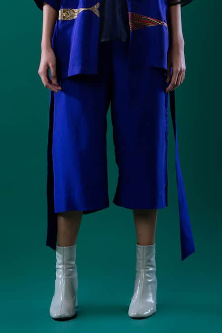 Shop_Febo6_Purple 100% Silk Culottes_Online_at_Aza_Fashions