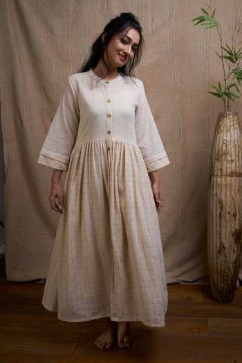 Shop Meghna Panchmatia White Organic Kala Cotton Dress at Aza Fashions Shop_Meghna Panchmatia_White Organic Kala Cotton Dress_at_Aza_Fashions