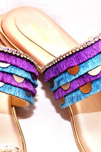 Foot Fuel_Gold Fringe Toe Flats _at_Aza_Fashions