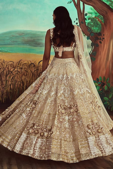 Shop Angad Singh Pink Dupatta Net, Lehenga And Blouse Organza Floral Embroidered Bridal Set at Aza Fashions Shop_Angad Singh_Pink Dupatta Net, Lehenga And Blouse Organza Floral Embroidered Bridal Set _at_Aza_Fashions