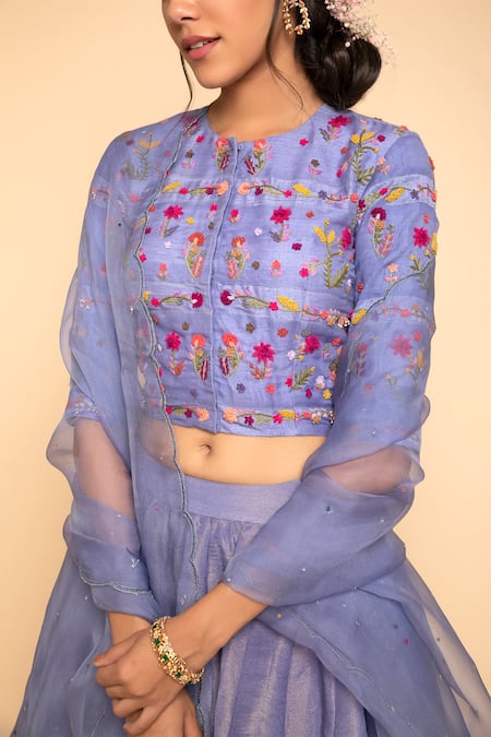 Buy Begum Purple Lehenga Zari Tissue Blouse Silk Round Embroidered Set Online at Aza Fashions Buy_Begum_Purple Lehenga Zari Tissue Blouse Silk Round Embroidered Set _Online_at_Aza_Fashions