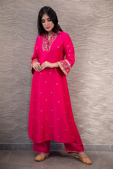 Label Niti Bothra Resham Embroidered Kurta & Palazzo Set 