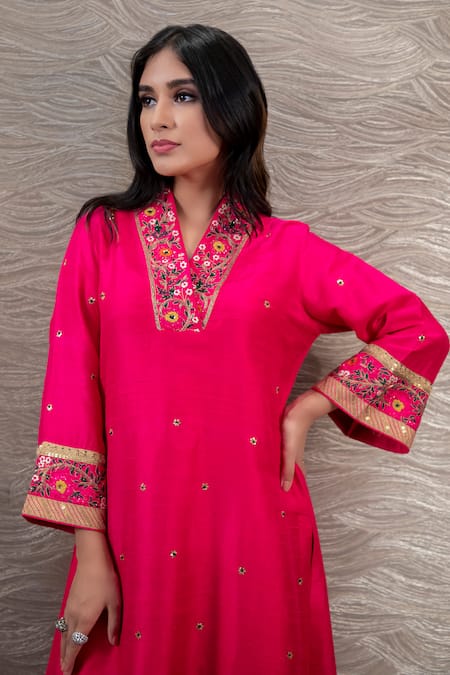 Label Niti Bothra Resham Embroidered Kurta & Palazzo Set 