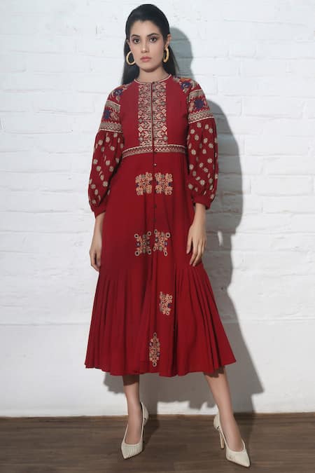 Chandrima Embroidered Midi Dress 