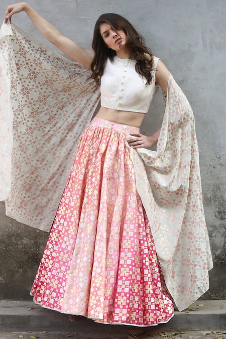 Buy Gorgeous Embellished Indo-Western Semi-Stitched Designer Lehenga Koti  with dupatta by OCCEANUS at Amazon.in