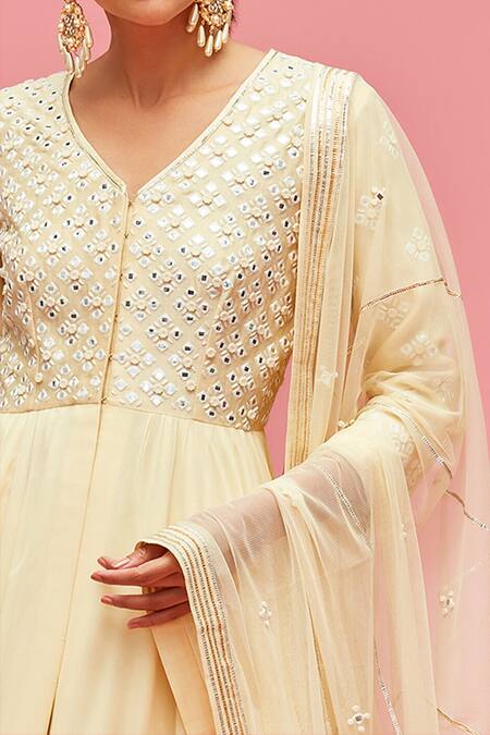 Buy Nachiket Barve Yellow Dupatta Tulle, Kurta Georgette, Palazzo Mirror Embroidered Anarkali Set Online at Aza Fashions Buy_Nachiket Barve_Yellow Dupatta Tulle, Kurta Georgette, Palazzo Mirror Embroidered Anarkali Set _Online_at_Aza_Fashions