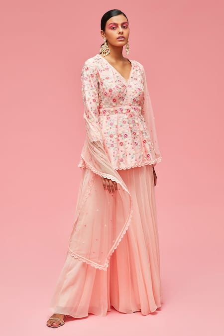 Nachiket Barve Floral Embroidered Tunic Set 