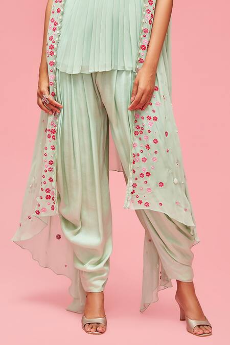 Buy Nachiket Barve Blue Cape Georgette, Dhoti Pant Satin, Lining Shantoon, Embroidered And Set Online at Aza Fashions Buy_Nachiket Barve_Blue Cape Georgette, Dhoti Pant Satin, Lining Shantoon, Embroidered And Set_Online_at_Aza_Fashions