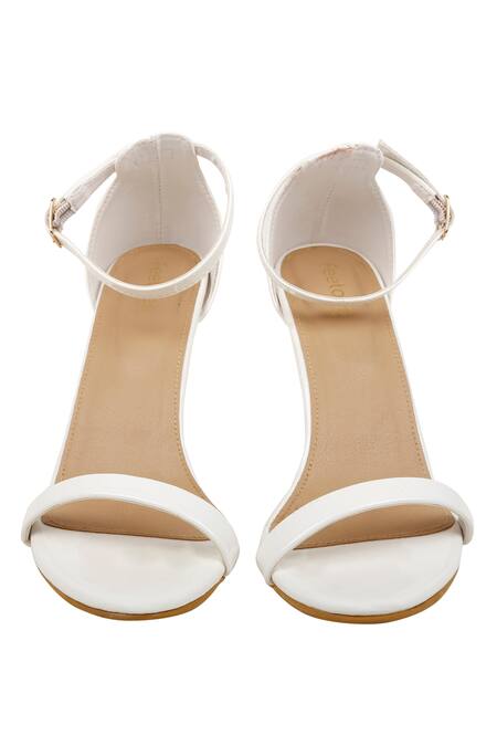 Feetoes Shoes_White Stacy Open Toe Heels_Online_at_Aza_Fashions