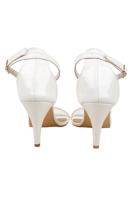 Shop_Feetoes Shoes_White Stacy Open Toe Heels_Online_at_Aza_Fashions