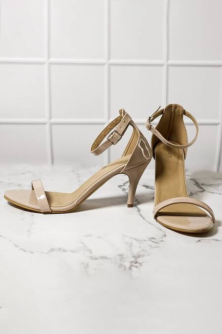 Beige open shop toe heels