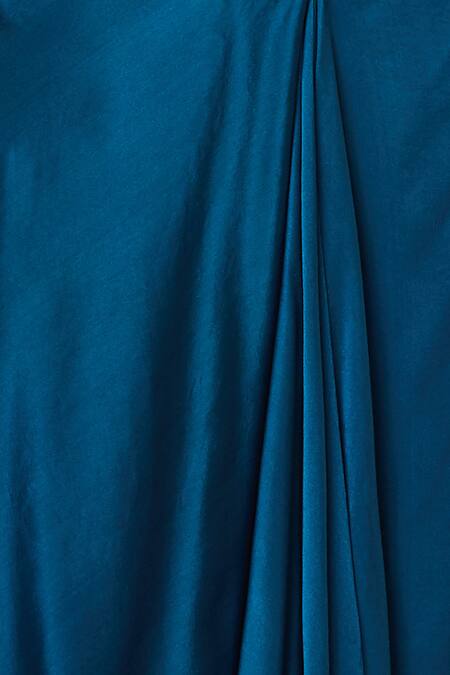 Buy Aariyana Couture Blue Georgette, Silk Embroidery Sweetheart , Open Draped Skirt Set Online at Aza Fashions Buy_Aariyana Couture_Blue Georgette, Silk Embroidery Sweetheart , Open Draped Skirt Set_Online_at_Aza_Fashions