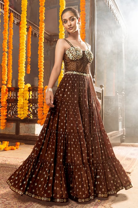 Women's Brown Ethnic Gown - Label Shaurya Sanadhya – Trendia