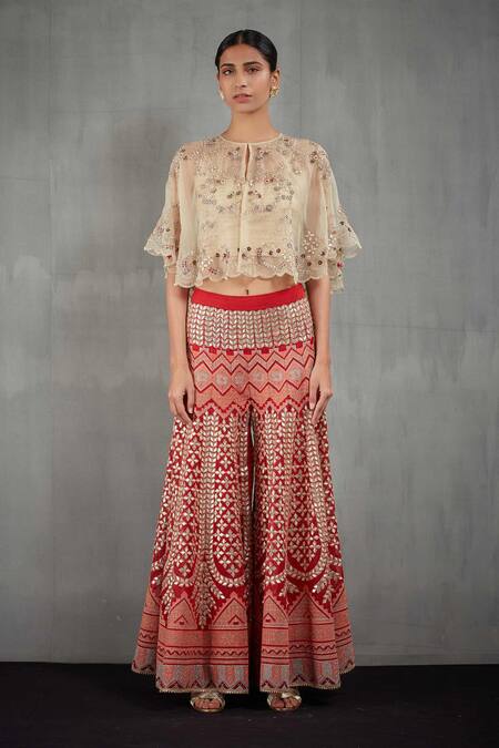 Kavita Bhartia Embroidered Pant Set with Organza Cape