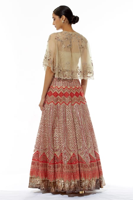 Kavita Bhartia Embroidered Lehenga Set with Organza Cape