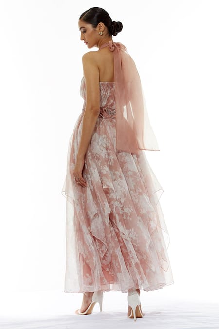 Kavita Bhartia Printed Organza A-Line Gown 