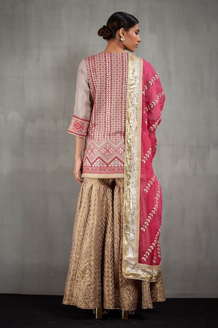 Kavita Bhartia Silk Embroidered Kurta Sharara Set