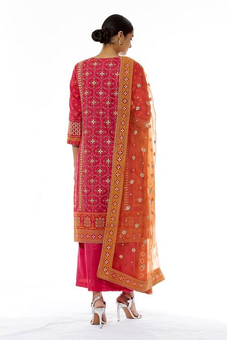 Kavita Bhartia Silk Embroidered Kurta Palazzo Set