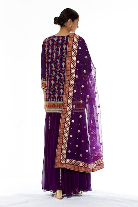 Kavita Bhartia Silk Embroidered Kurta Gharara Set