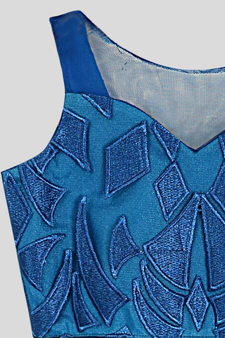 Pwn_Blue Organza Embroidered Gown_Online_at_Aza_Fashions