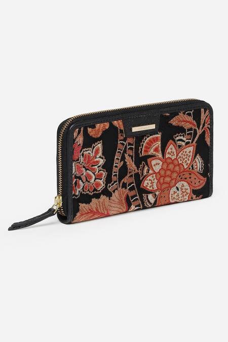 Ritu Kumar_Black Jalsa Printed Wallet_Online_at_Aza_Fashions