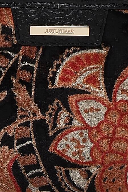 Ritu Kumar_Black Jalsa Printed Wallet_at_Aza_Fashions