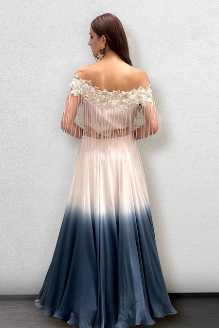 Jade By Ashima Off Shoulder Tassel Gown 