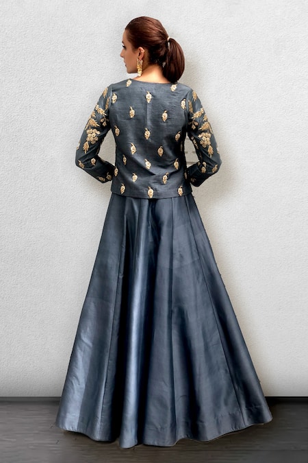 Jade By Ashima Silk Chanderi Gown with Jacket 