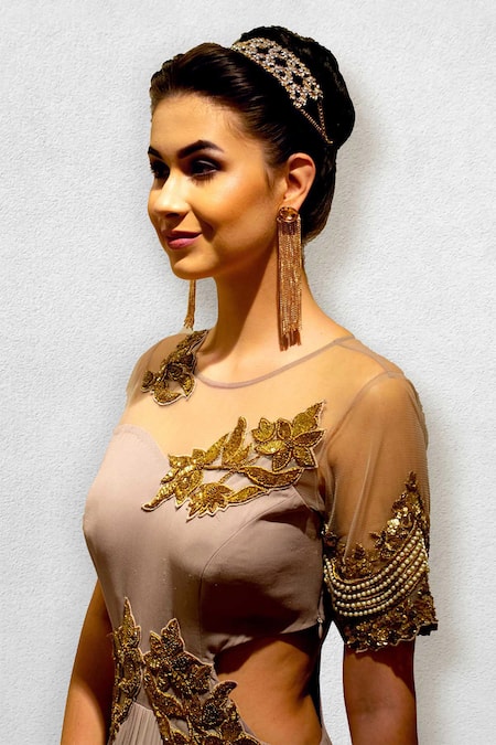 Shop_Jade By Ashima_Purple Georgette Round Embroidered Flared Gown _Online_at_Aza_Fashions