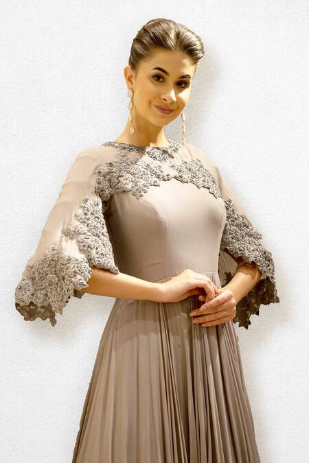 Buy Jade By Ashima Purple Georgette Round Embroidered Cape Gown Online at Aza Fashions Buy_Jade By Ashima_Purple Georgette Round Embroidered Cape Gown _Online_at_Aza_Fashions