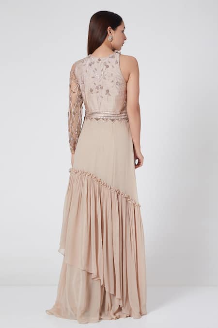 Jade By Ashima One Shoulder Flared Gown 