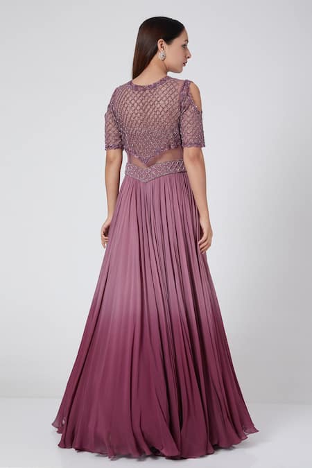 Jade By Ashima Cold Shoulder Flared Gown 