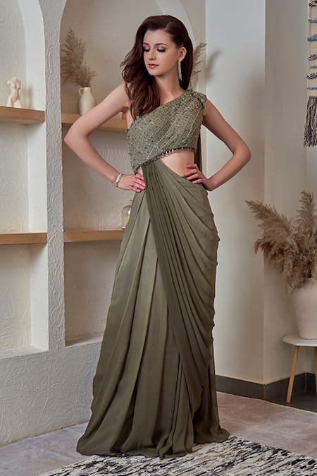 Ready To Wear Bandhani Print Drape Gown Saree – SONAL & PANKAJ