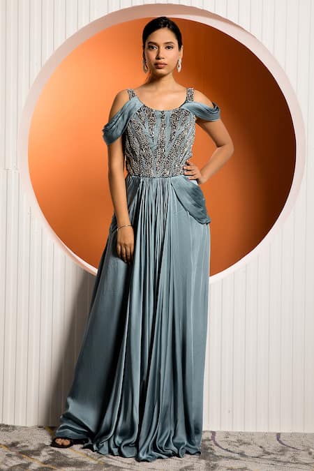 Jade By Ashima Viola Geometric Embellished Gown 