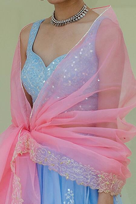 Buy Asaga Blue Lehenga And Dupatta Organza Blouse Silk Floral Motif Nida Embroidered Set Online at Aza Fashions Buy_Asaga_Blue Lehenga And Dupatta Organza Blouse Silk Floral Motif Nida Embroidered Set _Online_at_Aza_Fashions