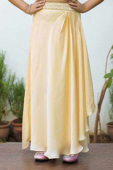 Shop Littleens Yellow Satin Embroidery Khursheed Gown Online at Aza Fashions Shop_Littleens_Yellow Satin Embroidery Khursheed Gown _Online_at_Aza_Fashions