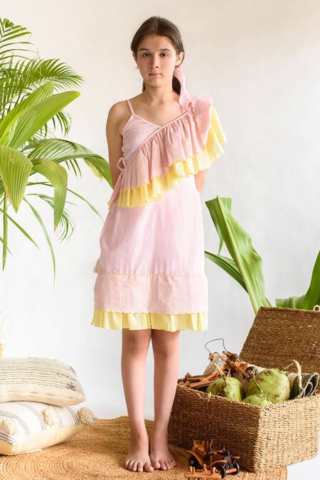 Buy Littleens Pink Cotton Organic Dress Online at Aza Fashions Buy_Littleens_Pink Cotton Organic Dress _Online_at_Aza_Fashions