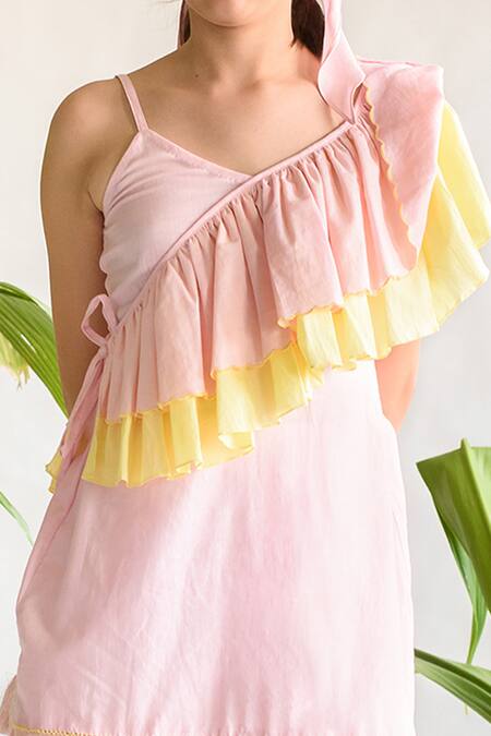Littleens Pink Cotton Organic Dress at Aza Fashions Littleens_Pink Cotton Organic Dress _at_Aza_Fashions