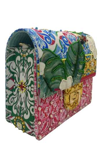 The Garnish Company_Blue Beads, Sequins Aruba Printed Sling Bag _Online_at_Aza_Fashions