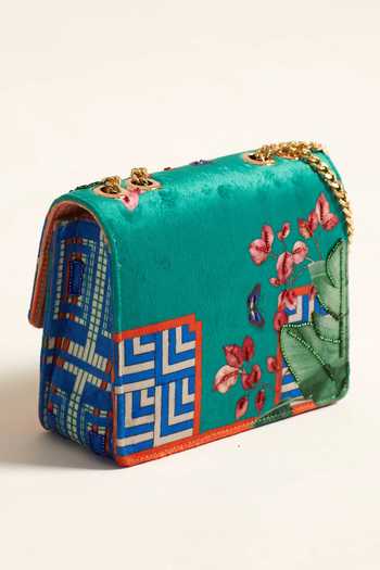 Shop The Garnish Company Blue Beads, Embroidery Hama Printed Sling Bag at Aza Fashions Shop_The Garnish Company_Blue Beads, Embroidery Hama Printed Sling Bag _at_Aza_Fashions
