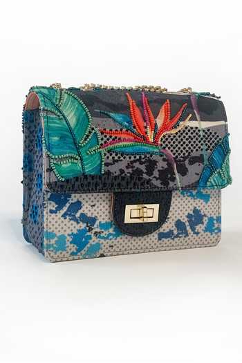 The Garnish Company_Multi Color Beads Haiti Printed Sling Bag _Online_at_Aza_Fashions